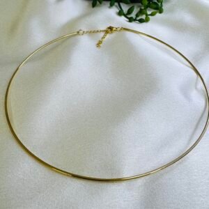 18KT Yellow gold hard stiff round collar Necklace Anti tarnish, water resistant.