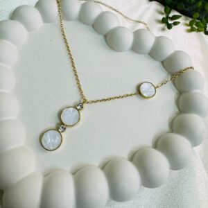 gold-plated-necklace-with-circular-mother-of-pearl-inlays-and-small-clear-stones