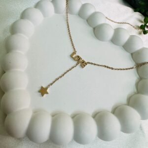 gold-toned "LOVE" letter Y- chain with a star charm.