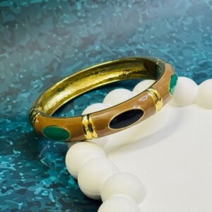 Vintage enamel hinged bangle bracelet.