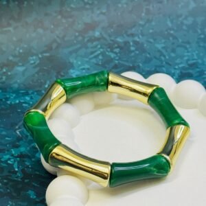 green-and-gold-toned-bamboo-style-bangle-bracelet