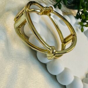 paparazzi-knot-my-first-rodeo-gold-toned-hinged-bracelet